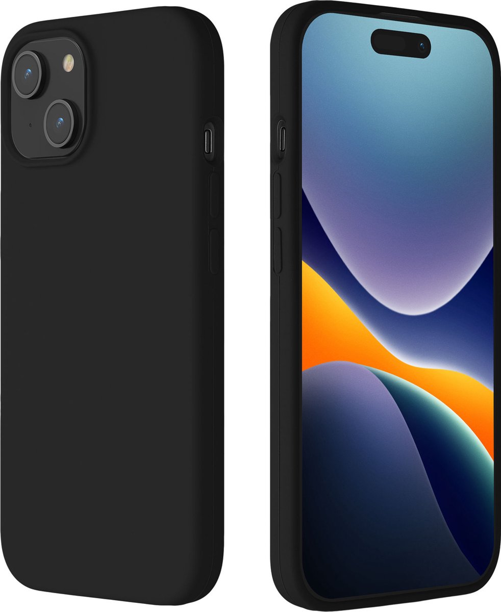 kalibri Siliconen telefoonhoesje geschikt voor Apple iPhone 15 hoesje - Schokbestendig smartphone hoesje met microvezelvoering - zwart