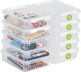 Small Storage Boxes, 1 Litre, 10 Transparent and Stackable Boxes with Lids and Clip Closure, BPA-Free and Food-Safe, 21 x 17 x 6 cm, One Size