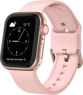 By Qubix Soft siliconen bandje met gespsluiting - Roze - Geschikt voor Apple Watch 38mm - 40mm - 41mm - Compatible Apple watch bandje - smartwatch