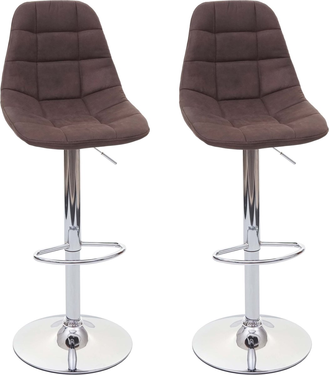 MCW Set van 2 barkrukken MCW-A67, barkruk counter stool, MVG-gecertificeerd ~ vintage donkerbruin, textiel