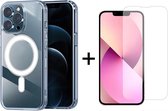 WAEYZ - Coque transparente 2 en 1 pour iPhone 15 - Avec protecteur d'écran en Tempered Glass pour iPhone 15 Pro - Verre de protection et coque magnétique pour iPhone 15 Pro - Coque arrière avec protecteur d'écran