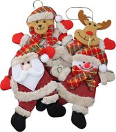 Schattige kerstpoppen set - Kerstman - Sneeuwman - Rendier - Beer - kerstpoppen set 4 stuks - kerstpoppen voor in de kerstboom - kerstornament - kerst plushie - kerstpoppen voor in de kerstkrans - kerstversiering