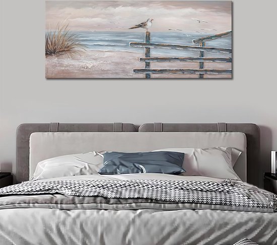 Impression sur Toile 50x70cm Tableaux Image Photo Plage Mouettes Łódź