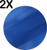 BWK Luxe Ronde Placemat - Abstracte Blauwe Vegen - Set van 2 Placemats - 50x50 cm - 2 mm dik Vinyl - Anti Slip - Afneembaar