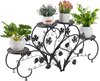 Bloemenstandaard, metaal, bloementrap, bloemenrek, set van 2, plantenrek voor balkon, tuin, woonkamer, zwart
