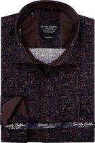 Heren Blouse - Slim Fit - Getailleerde Casual Katoen Overhemden met Lange Mouw Print Design