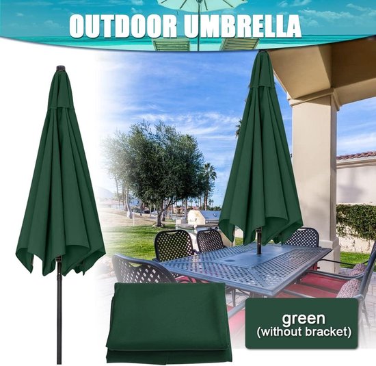 ESOYAWE Rechthoekige Parasoldoek Ter Vervanging – 3x2 M, 6 Baleinen, UPF 30+, Waterafstotend, In 7 Kleuren (zonder Frame)