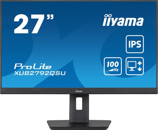 iiyama ProLite XUB2792QSU-B6 - 27 Inch - IPS - QHD - USB-hub - In hoogte verstelbaar