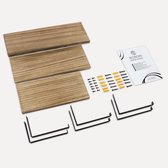 Wandplanken | Set van 3 Houten Zwevende Wandplanken met Plankendragers | 42, 36 en 30 CM * 15 CM | Muurplanken | Wandschappen | Hout | Lichtbruin