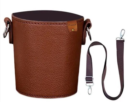 80 Oak koffiebeker en cupholder set. Bekerhouder en thermobeker om om te hangen. Drankhouder van neopreen met verstelbare schouderband (Zwart, Zwart