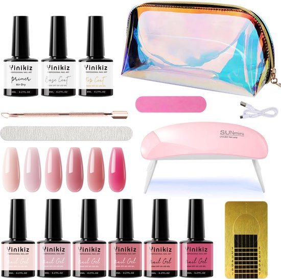 Foto: Yinikiz biab starter pakket nude pink nagel set biab nagellak biab set nagellak 6 tinten