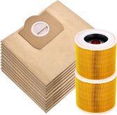 2x filtres et 10x sacs d'aspirateur adaptés à Karcher pour séries WD3 / MV3 - sacs à poussière - Remplace 6.959-130.0 - A2204 A 2201 2204 2504 SE4001