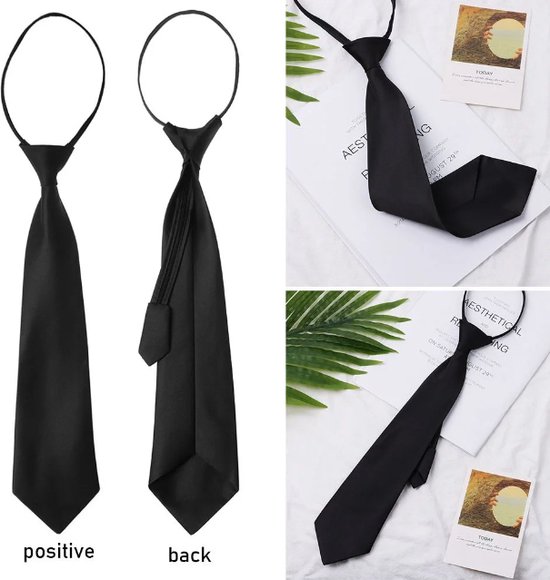 Stropdas met Rits - Makkelijke stropdas -Zipper Tie - Zwarte Stropdas - Gemakkelijk om te hangen Stropdas - Op maat te maken stropdas - Clip On Stropdas - Kravatte
