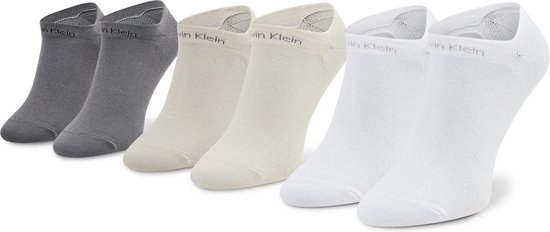 Chaussettes pour hommes Calvin Klein Owen (lot de 3) - chaussettes invisibles régulant l'humidité - beige - blanc et gris - Taille: 40-46