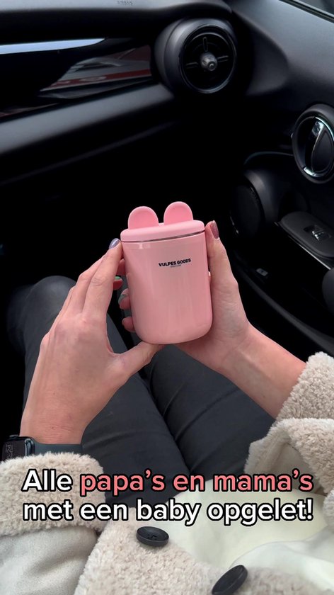Vulpes Goods® BabyCare - Flessenwarmer Onderweg Max - Draagbare Baby Flessenwarmer - Intelligente Flesverwarmer - 4 Temperatuurniveaus - Incl. 7 Adapters - Draadloos - USB Oplaadbaar - 13.200 mAh - Roze