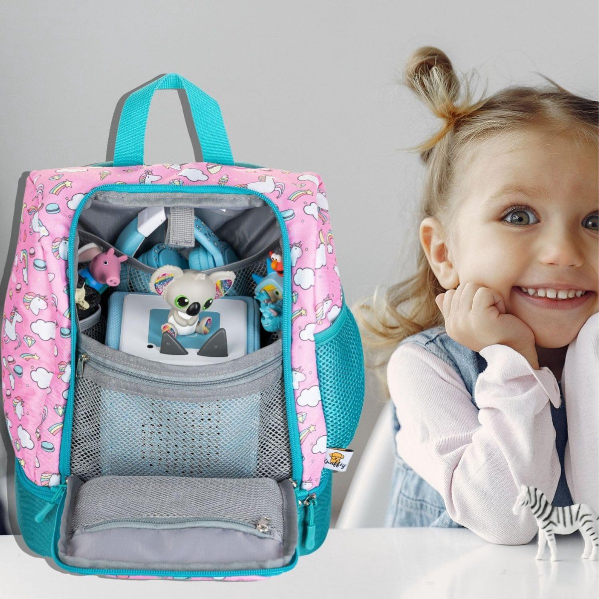 LoDrid Rugzak compatibel met Tonie Box, draagtas met meerdere vakken voor hoofdtelefoon, oplader en accessoires, opbergtas voor audiospeler starterset, Roze (gepatenteerd ontwerp