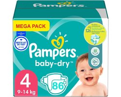 Pampers Baby-Dry Luiers - Maat 4 - 9 tot 14kg -86 stuks