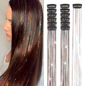 2 x clip-in REGENBOOG DISCO Hair Tinsels - Glitter Extensions - Glitterhaar - Glitter Haar Extensions - clip extensions regenboog disco