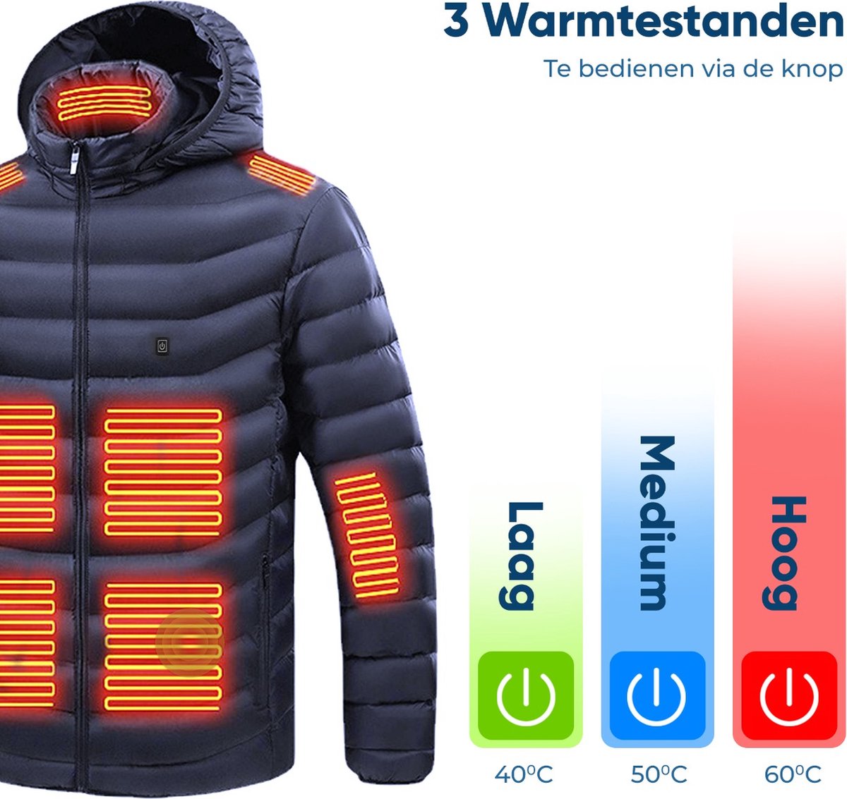 Grayce Verwarmde Jas met Powerbank M 8 Zones Thermo Kleding Heating Jacket bol