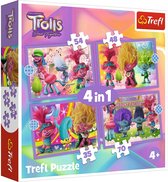 Trefl Trefl - Puzzles - 4en1" - Aventures de Trolls colorés / Universal Trolls 3 (2023)"