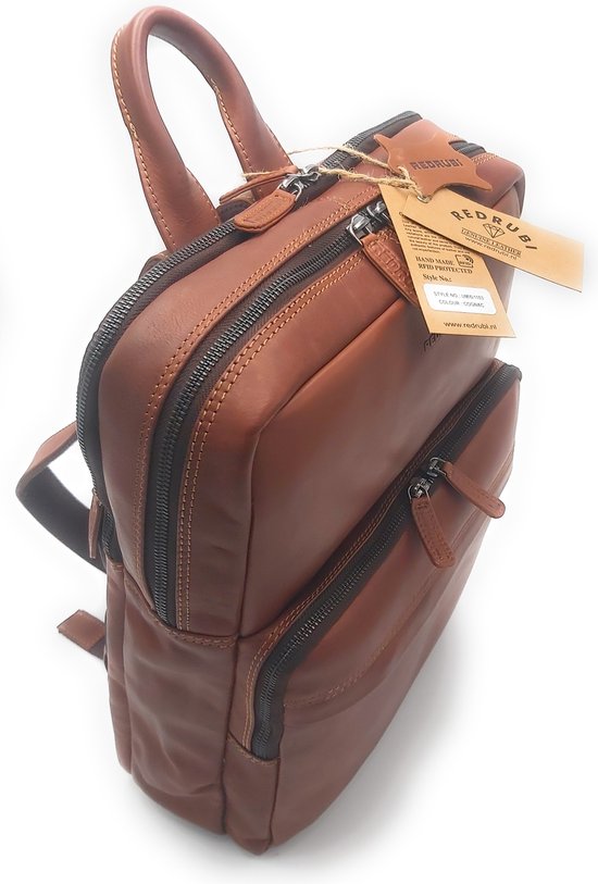 Sac à Dos Homme Vintage En Cuir Véritable Marron - Sacoche Ordinateur Retro