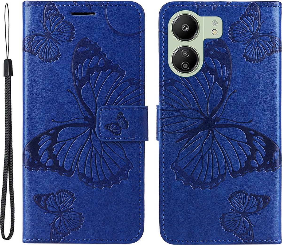 Coverup Vlinders Book Case - Geschikt voor Xiaomi Redmi 13C / Poco C65 Hoesje - Blauw
