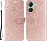 Coverup Vlinders Book Case - Geschikt voor Xiaomi Redmi 13C / Poco C65 Hoesje - Rose Gold