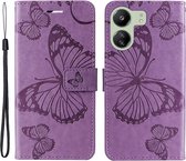 Coque Xiaomi Redmi 13C / Poco C65 - Coverup Butterfly Book Case - Convient pour Xiaomi - Violet