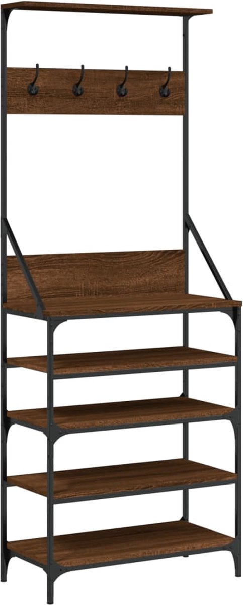 vidaXL Kledingrek - met - schoenenrek - 70x34x184 - cm - bruin - eikenkleur bruineiken