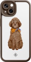 Casimoda® hoesje - Geschikt voor iPhone 14 - Labradoodle - Effen telefoonhoesje met lensbescherming - TPU - Backcover - Bruin/beige