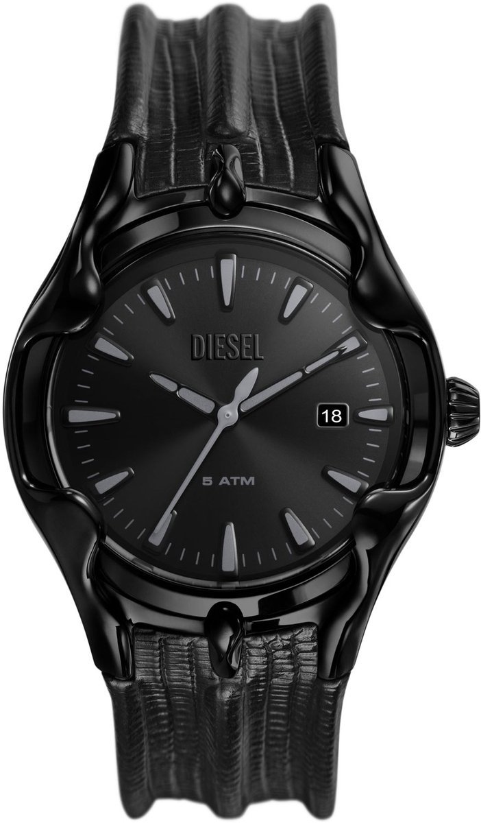 Diesel Vert DZ2193 Horloge - Leer - Zwart - Ø 44 mm