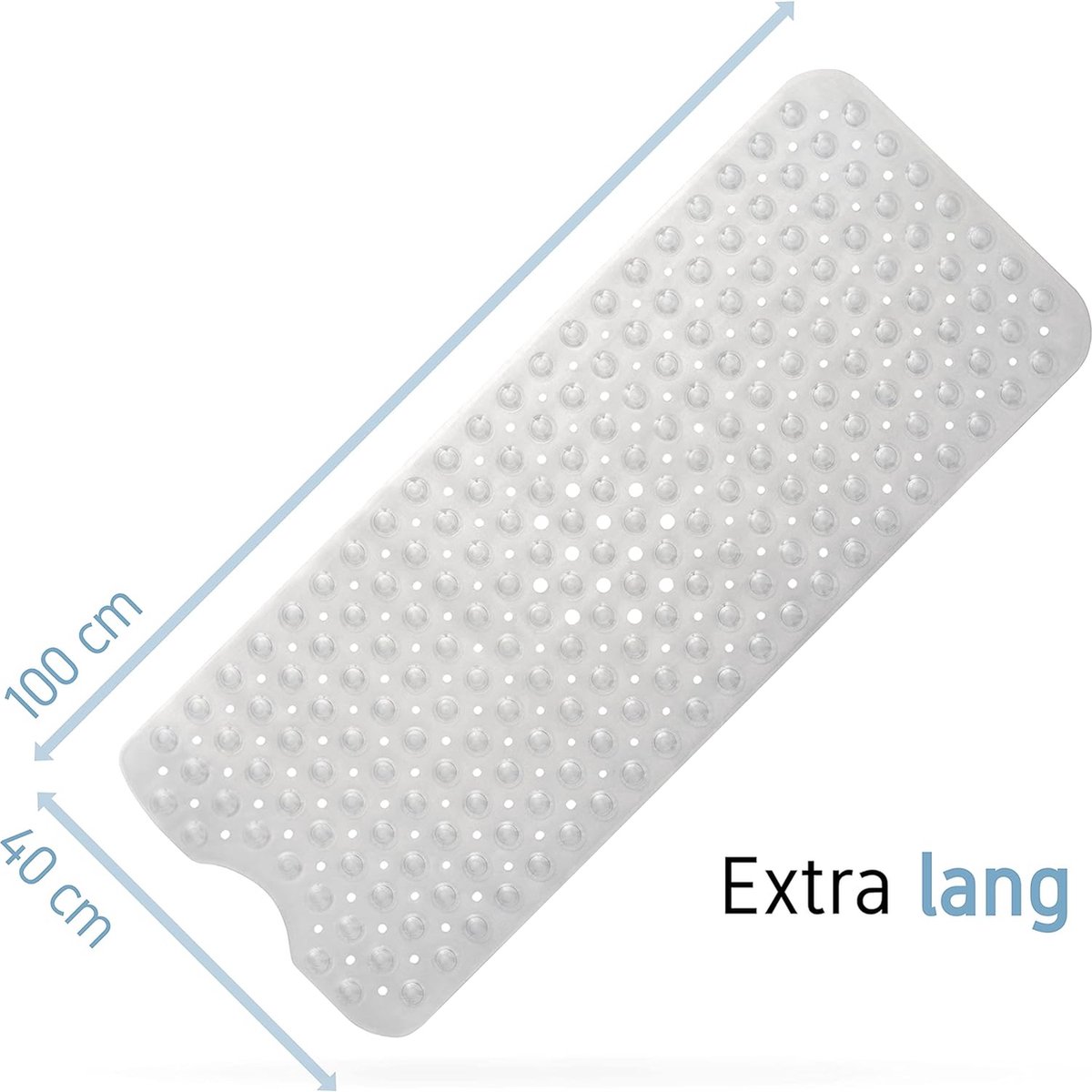 Badmat 100 x 40 cm Antislipmat Extra lang van premium kwaliteit Badmat Antibacterieel en geschikt voor de machine Badmat Antislip Badmat (Transparant)