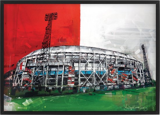 De Kuip Rotterdam voetbalstation print 43x30,6 cm (A3) *ingelijst & gesigneerd