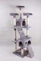 YAR Kitty Deluxe- Luxe Stevige Katten Krabpaal Voor Katten -Grote Krab Paal Klimpaal - Stevig Krabmeubel Met Hangmat Mand Katten Huis Tunnel & Speel Touw - Grijs/Zwart