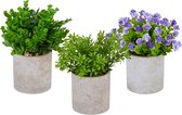 Relaxdays kunstplanten met pot - set van 3 - namaak planten - kamerplantjes - nepbloemen