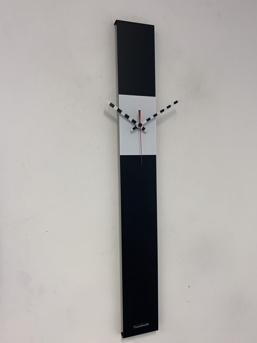Wandklok CHANTALBRANDO SUMMIT BLACK & WHITE MODERN DESIGN = ZWART & WIT