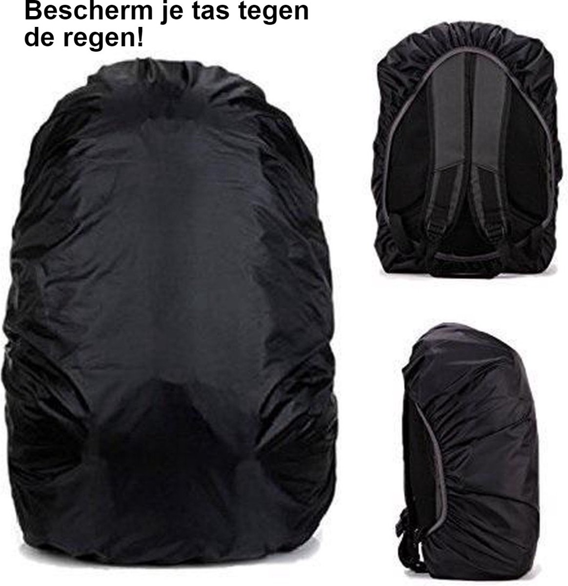 *** Regenhoes voor over je Rugzak 25L-35L - Zwart - Herfst Weer - Tas Bescherming - Waterdicht - van Heble® ***