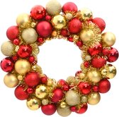 vidaXL - Kerstkrans - 45 - cm - polystyreen - rood - en - goudkleurig
