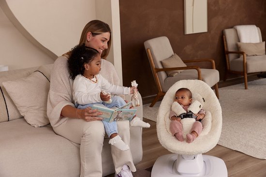 Ukje Verkleinkussen geschikt voor 4Moms Mamaroo 5 Rockaroo Wipstoel - Newborn Insert - Dubbelzijdig - Makkelijk Wasbaar - Perfecte Pasvorm - Zacht Katoen - Teddy Ecru — afbeelding 5