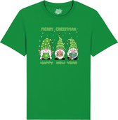 Christmas Gnomies Groen - Foute kersttrui kerstcadeau - Dames / Heren / Unisex Kerst Kleding - Grappige Feestdagen Outfit - Kinder T-Shirt - Kelly Groen - Maat 12 jaar