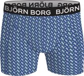 Björn Borg Cotton Stretch boxers - heren boxers normale lengte (1-pack) - blauw dessin - Maat: L