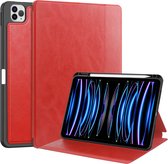 Case2go - Tablet hoes geschikt voor Apple iPad Pro 11 (2018/2022) / Air 4/5 (2020/2022) - Business Wallet Book Case met Pencilhouder - Auto Wake/Sleep functie - Rood