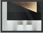 Poster Scandinavisch Wit met Zwart Element 03 Rechthoek Horizontaal Met Lijst L (50 X 40 CM) - Zwarte Lijst - Wanddecoratie - Posters