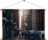 Textielposter New York Raining Day Rechthoek Horizontaal XXL (85 X 120 CM) - Wandkleed - Wanddoek - Wanddecoratie