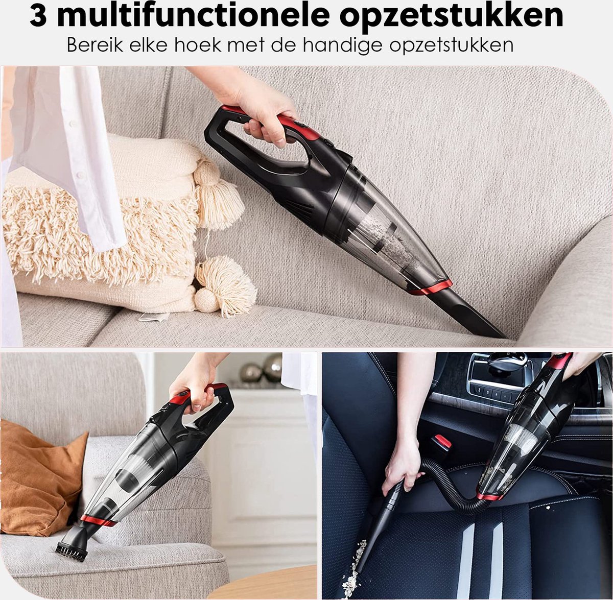 Cleanforce Kruimelzuiger V2 Snoerloos met extreme zuigkracht - Nat & Droog - Auto Stofzuiger - Voor Thuis & Auto — afbeelding 4