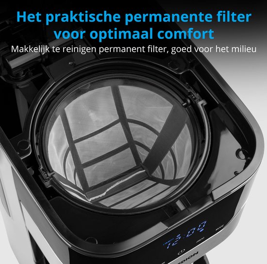 MEDION MD 18458 - Cafetière filtre programmable avec carafe isotherme - 900 Watt - 1,2 Litres - Argent