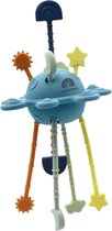 VintaToys UFO Trekspeelgoed Baby 6 Maanden – Sensorisch Montessori Speelgoed – Food Grade Siliconen – BPA-vrij – Fijne Motoriek – Blauw