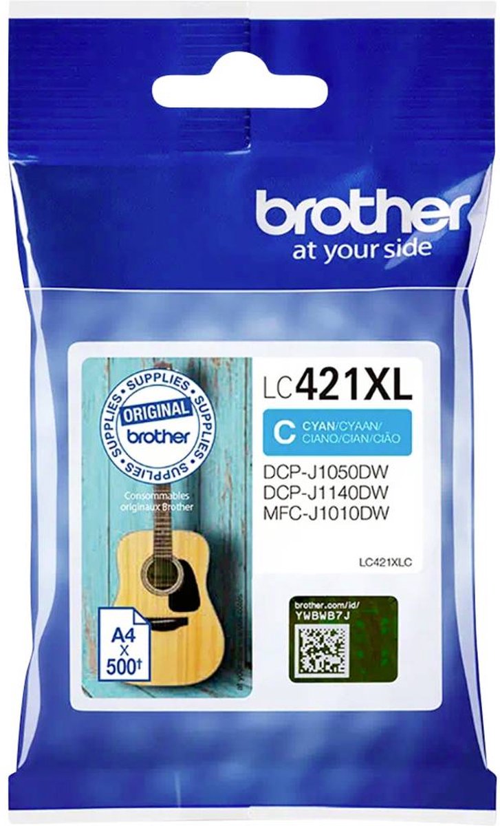 LC421XLC Inktcartridge - BROTHER - 500 pagina's hoog rendement cyaan - voor DCP-J1050DW