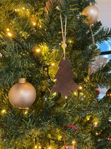 Kersthangers | kerstornament | kerstboomversiering | kerstboomdecoratie | leren kerstboomhanger | Kerstboom | Donkerbruin| 10 cm | leer