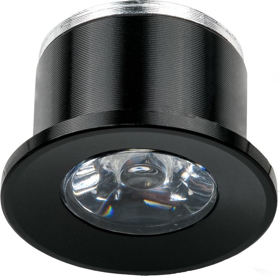 LED Veranda Spot Verlichting - Velvalux - 1W - Warm Wit 3000K - Inbouw - Rond - Mat Zwart - Aluminium - Ø31mm